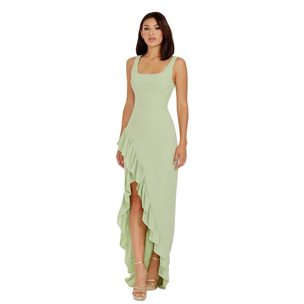 Beautiful Ruffled High-Low Gown - Picture 2 of 4